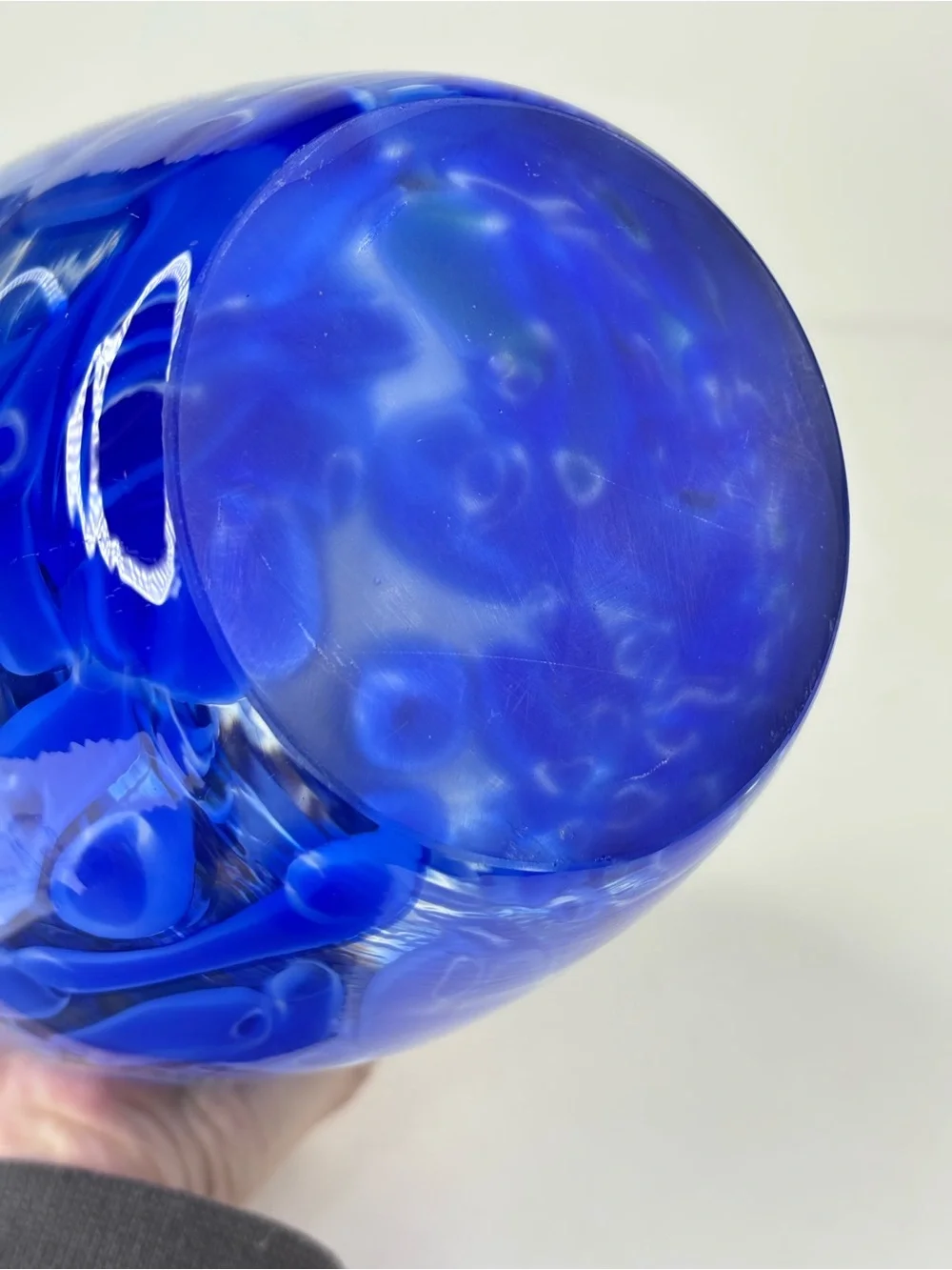 Murano Style Cobalt Blue Green Swirl Art Glass Vase‎ Pier1